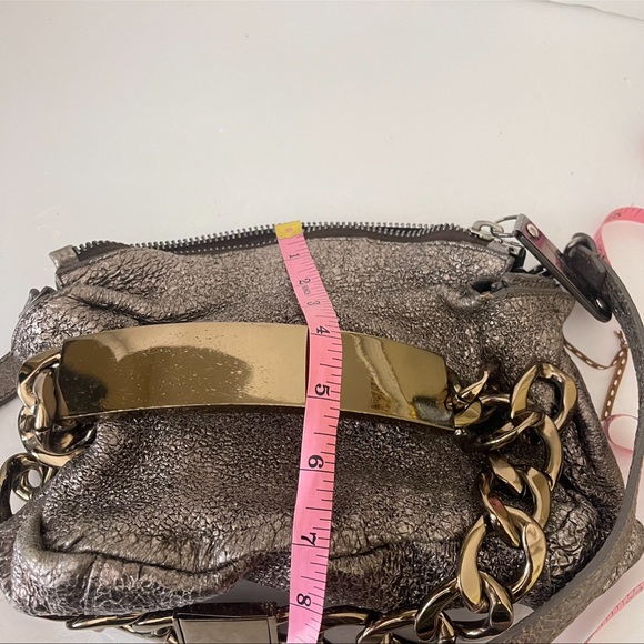 Maison Margiela Gun Metal & Gold Textured Metallic Leather Shoulder Bag - Picture 10 of 12